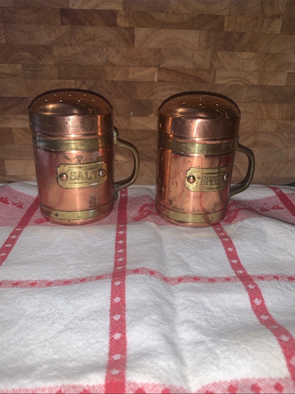 Copper Salt and Pepper Shakers Set - Vintage Style
